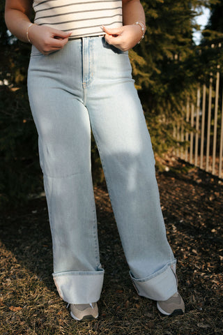 Cuffed Palazzo, Light Wash by Just Black Denim