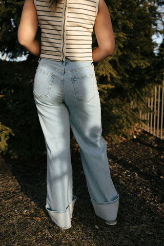 Cuffed Palazzo, Light Wash by Just Black Denim