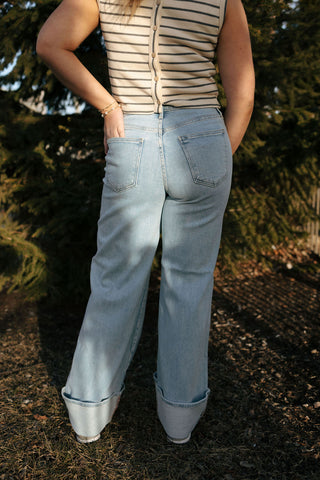 Cuffed Palazzo, Light Wash by Just Black Denim