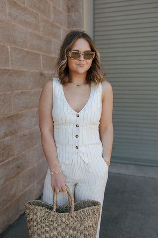 Belfort Pinstripe Vest, Flax by Z Supply