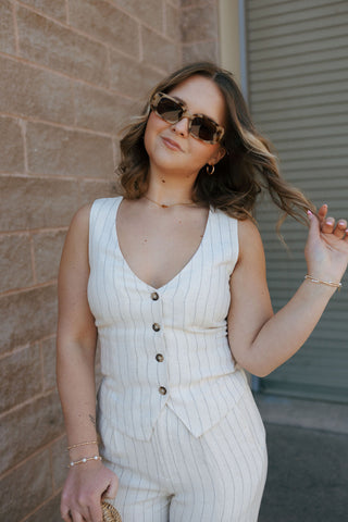 Belfort Pinstripe Vest, Flax by Z Supply