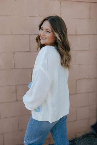 Crochet Flower Cardigan, Ivory