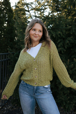 Button Cardi, Light Green