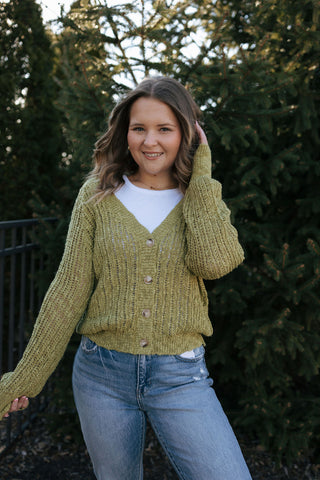 Button Cardi, Light Green