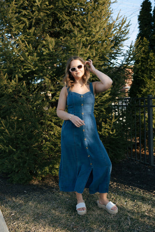 Dark Chambray Button Dress