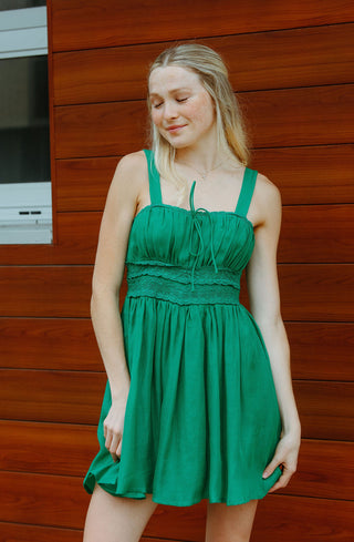 Lace Trimmed Dress, Green *final sale
