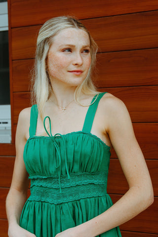 Lace Trimmed Dress, Green *final sale