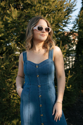 Dark Chambray Button Dress