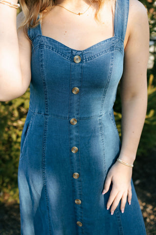 Dark Chambray Button Dress