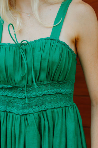 Lace Trimmed Dress, Green *final sale