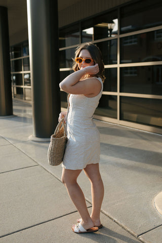 Eyelet Button Dress, Taupe