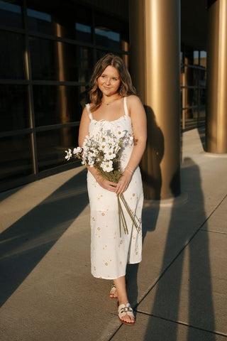 Embroidered Fabric Mini Dress