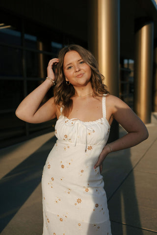 Embroidered Fabric Mini Dress
