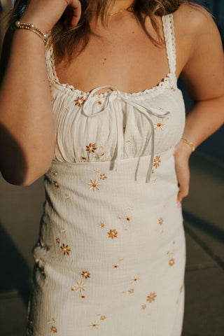 Embroidered Fabric Mini Dress