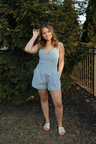Chambray Denim Romper