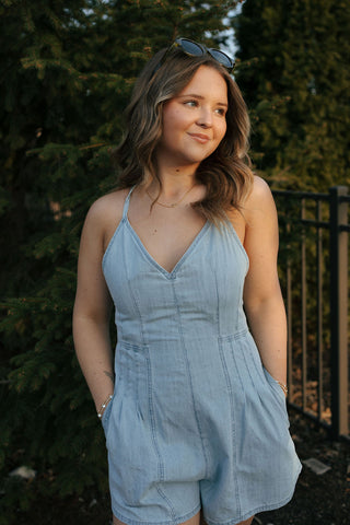Chambray Denim Romper