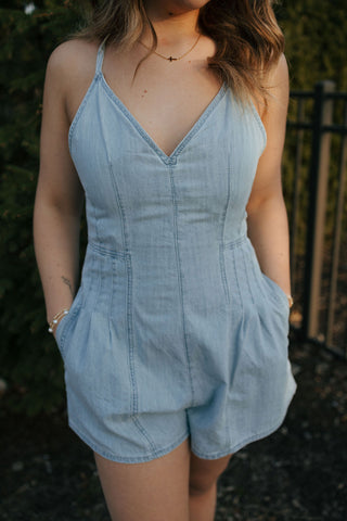 Chambray Denim Romper