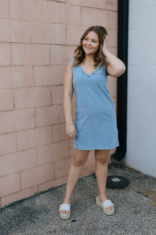 Sloane V Neck Knit Denim Dress, Medium Indigo by Z Supply