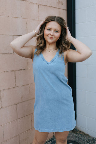 Sloane V Neck Knit Denim Dress, Medium Indigo by Z Supply