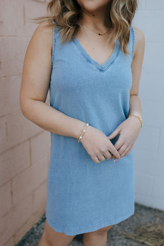 Sloane V Neck Knit Denim Dress, Medium Indigo by Z Supply