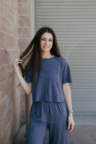 Sway Textured Cropped Tee, Worn Blue by Z Supply