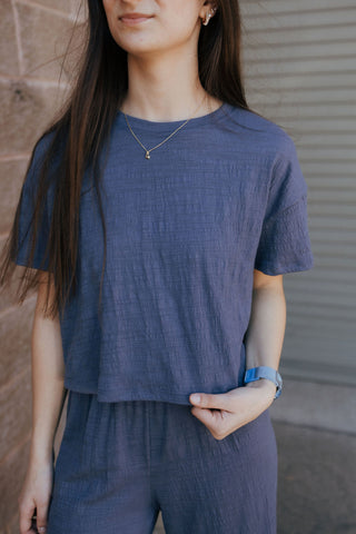 Sway Textured Cropped Tee, Worn Blue by Z Supply