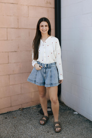 Washed Denim Shorts