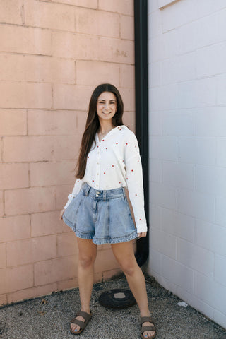 Washed Denim Shorts