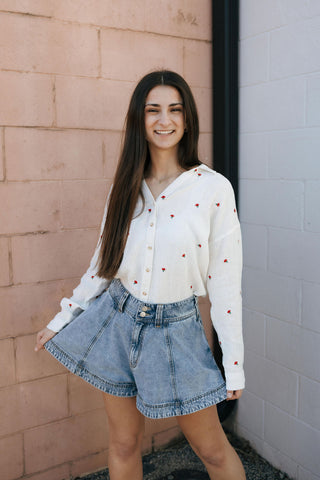 Washed Denim Shorts