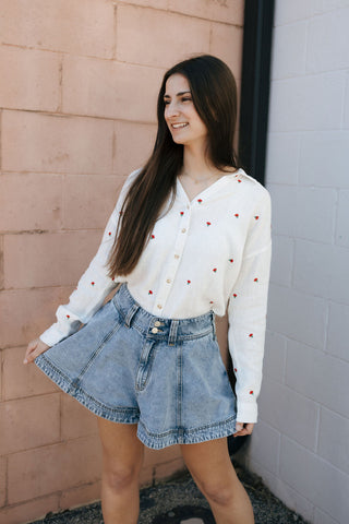Washed Denim Shorts