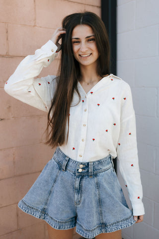 Washed Denim Shorts