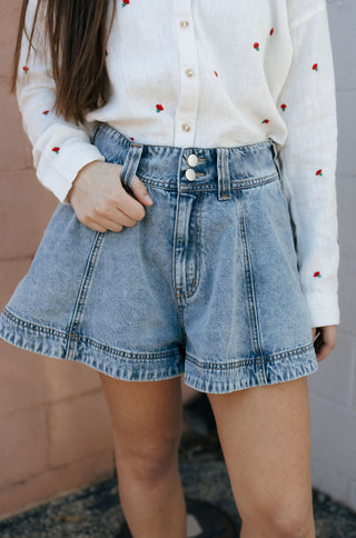 Washed Denim Shorts