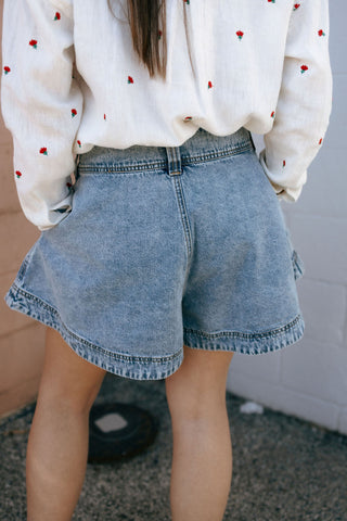 Washed Denim Shorts