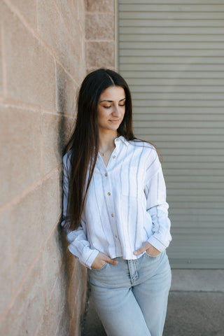 Miranda Shirt, White Blue