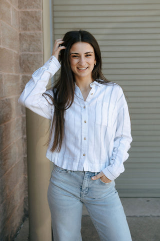 Miranda Shirt, White Blue