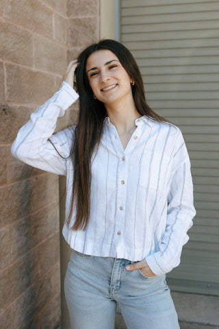 Miranda Shirt, White Blue