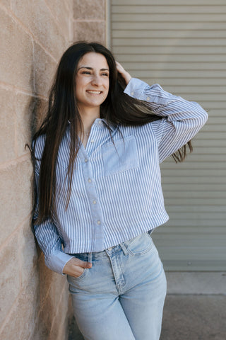 Madelyn Shirt, Blue Stripe