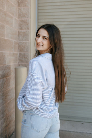 Madelyn Shirt, Blue Stripe