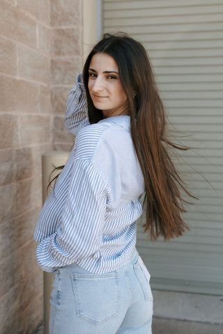 Madelyn Shirt, Blue Stripe
