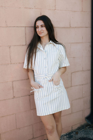 Stripe Skirt, Blue/Off White