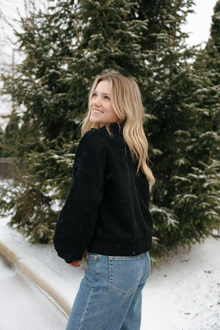 Eyelet Sweatshirt, Black *final sale