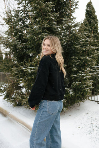 Eyelet Sweatshirt, Black *final sale