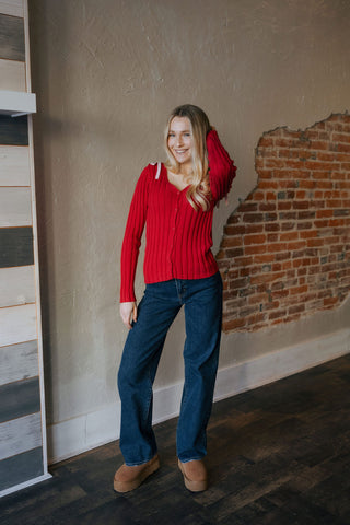 Red/Blush Cardigan *final sale
