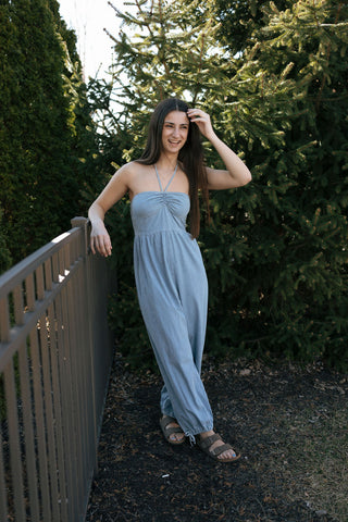 Chambray Halter Jumpsuit
