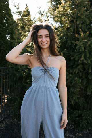 Chambray Halter Jumpsuit