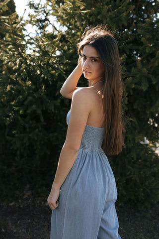 Chambray Halter Jumpsuit