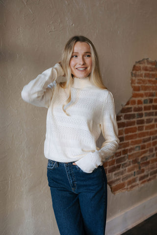 Pointelle Sweater, Cream *final sale
