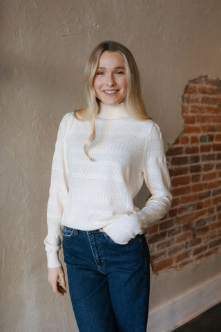 Pointelle Sweater, Cream *final sale