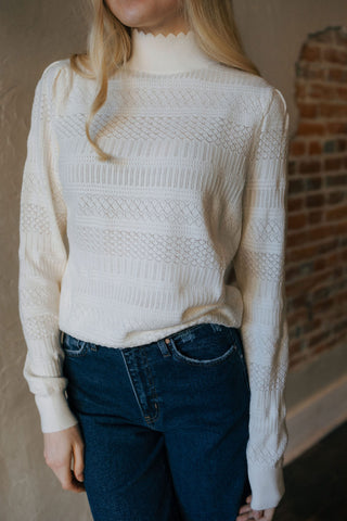 Pointelle Sweater, Cream *final sale