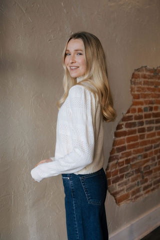 Pointelle Sweater, Cream *final sale
